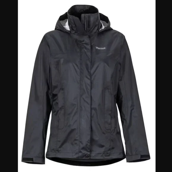 Marmot Women's PreCip Eco Jacket Size S Black Waterproof Taped Seams Hood - Picture 1 of 13